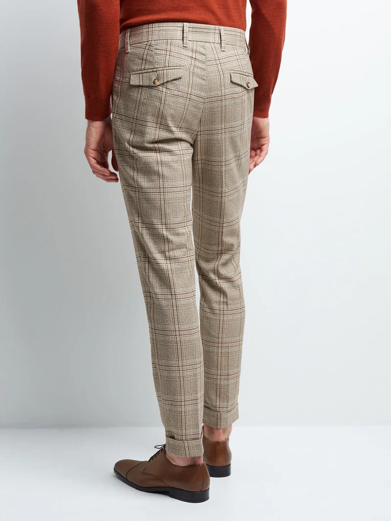 Pantalon en poly-viscose carreaux