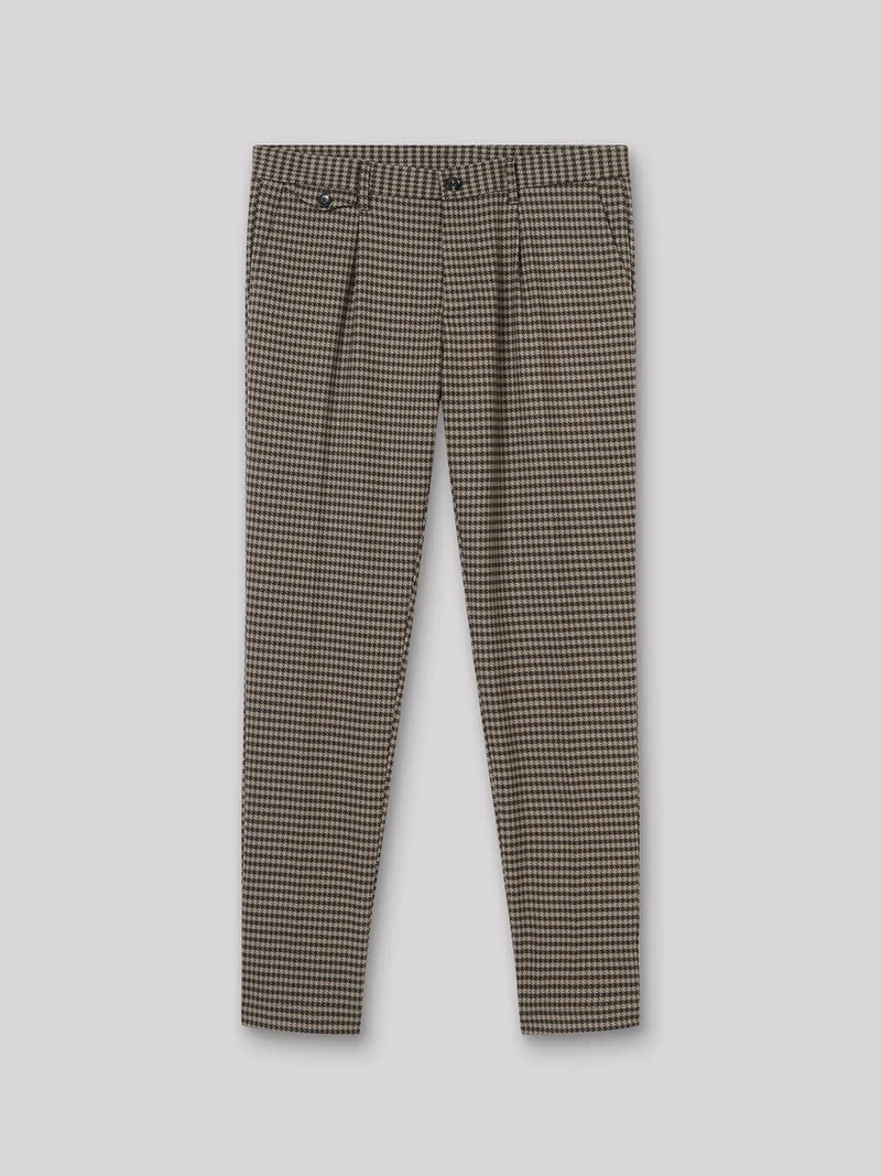 Pantalon en poly-viscose pied de poule