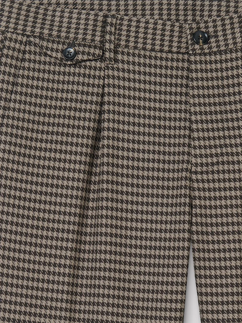Pantalon en poly-viscose pied de poule