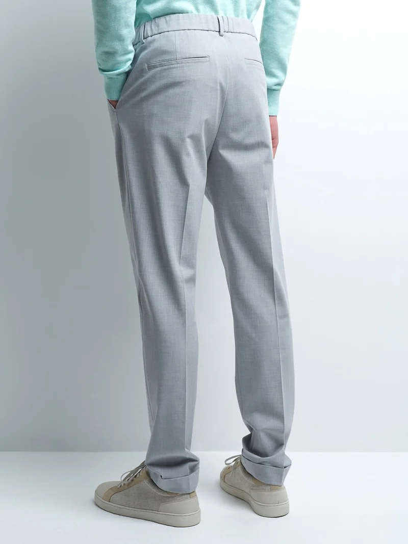 Pantalon en poly-viscose uni