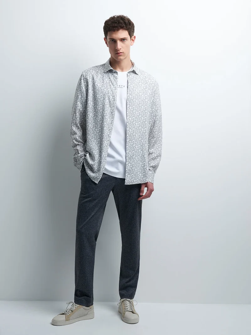Pantalon en poly-viscose faux uni