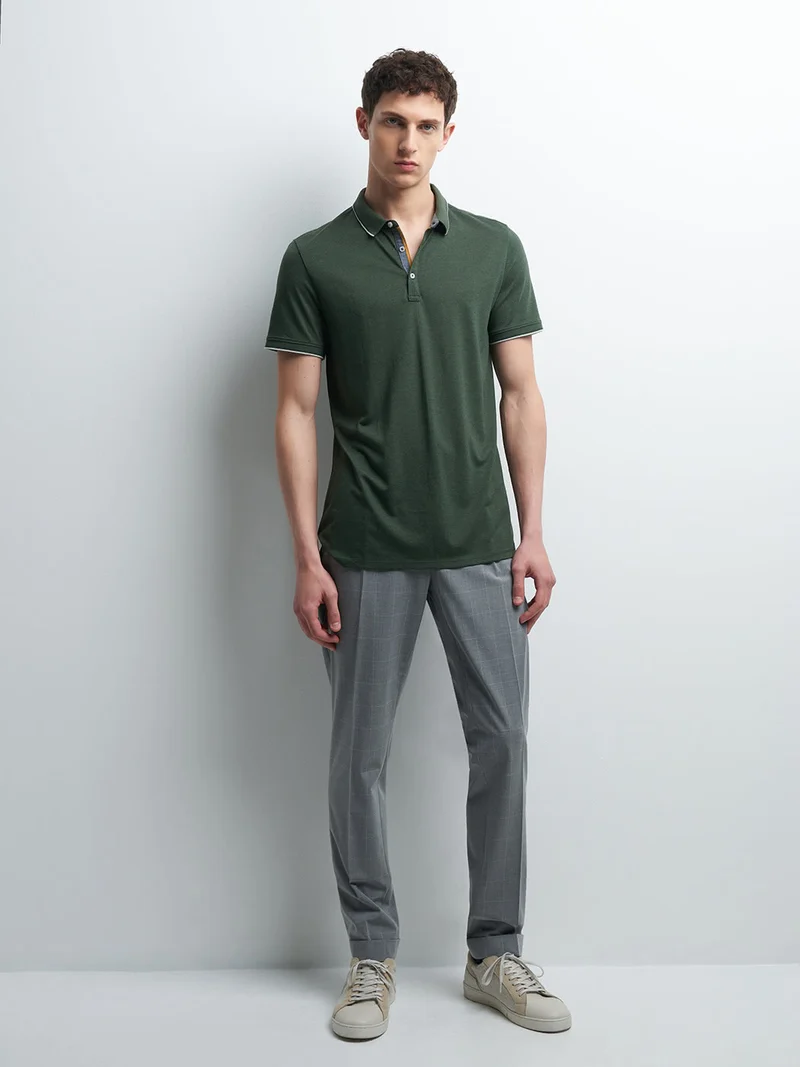 Pantalon en poly-viscose carreaux