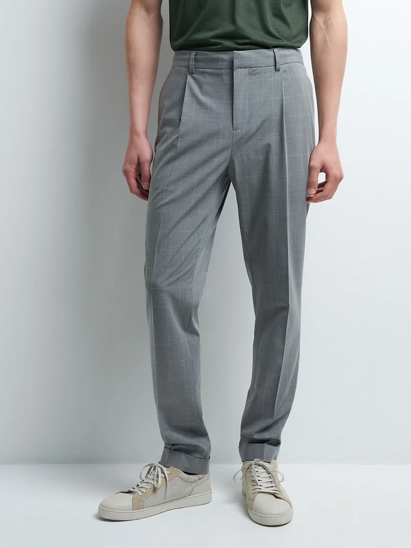 Pantalon en poly-viscose carreaux