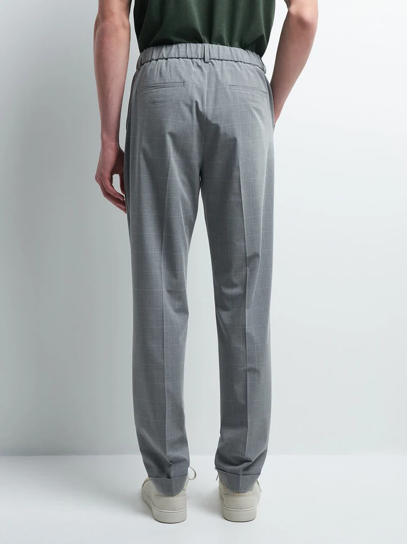 Pantalon en poly-viscose carreaux