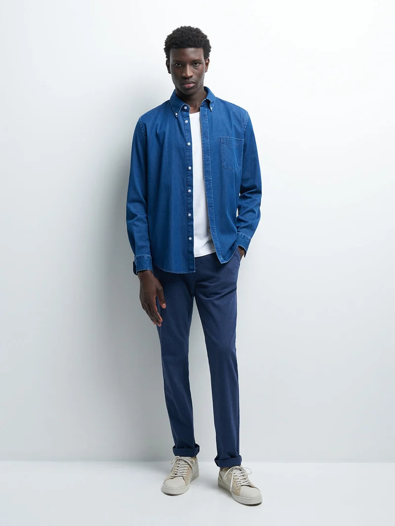 Chino slim en coton élasthane chiné