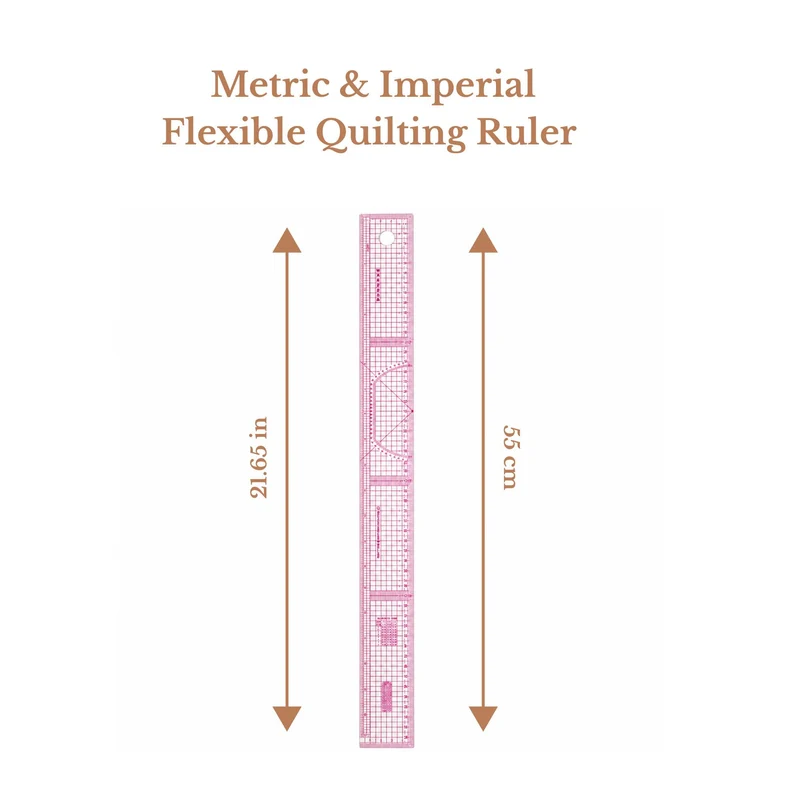 Règle flexible pour courtepointe | Métrique et impériale | 55 cm / 21.65"
