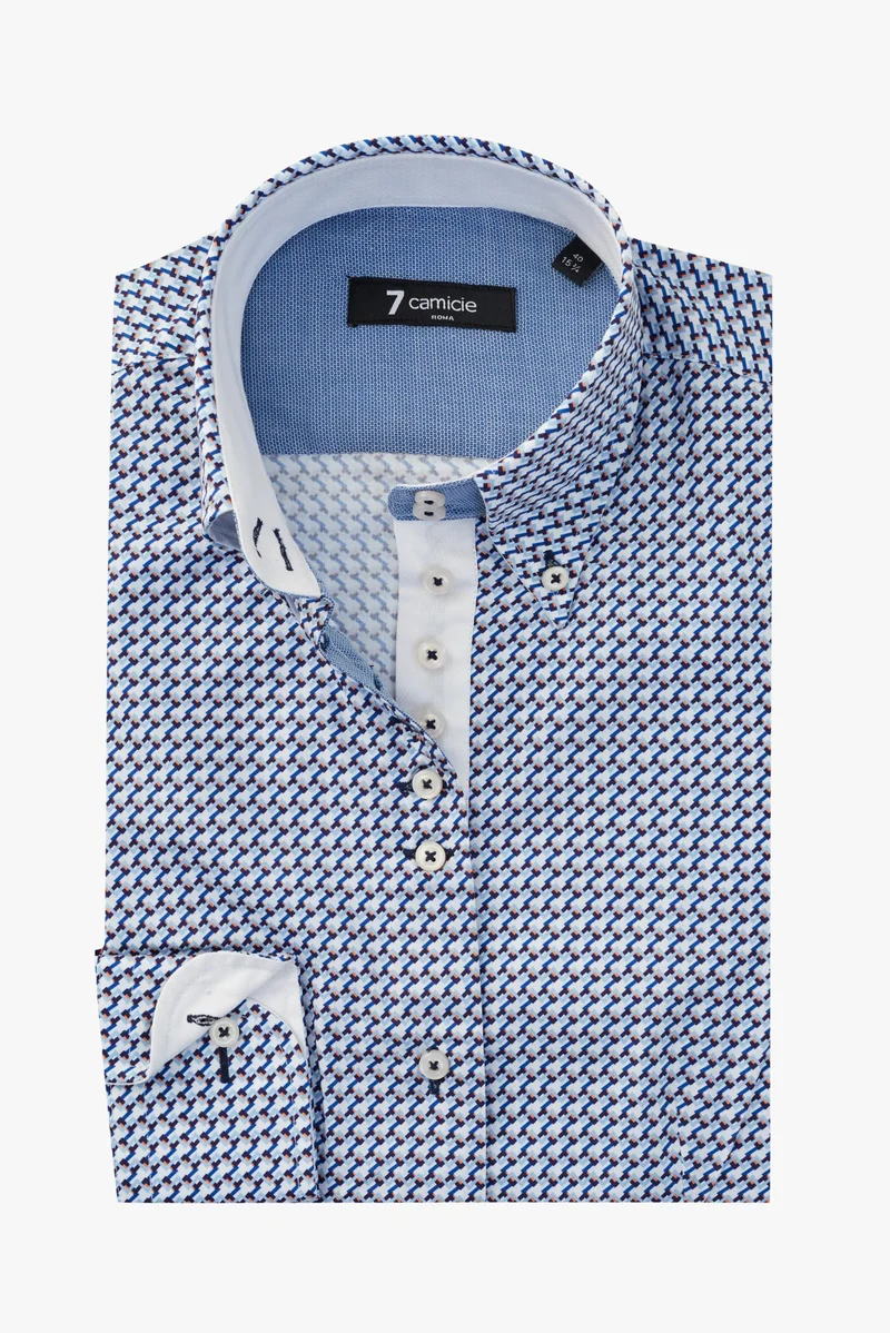 Silvia Iconic Poplin Women’s Shirt White Navy Blue