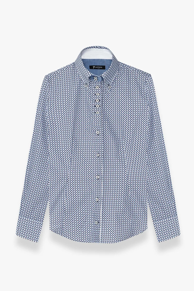 Silvia Iconic Poplin Women’s Shirt White Navy Blue