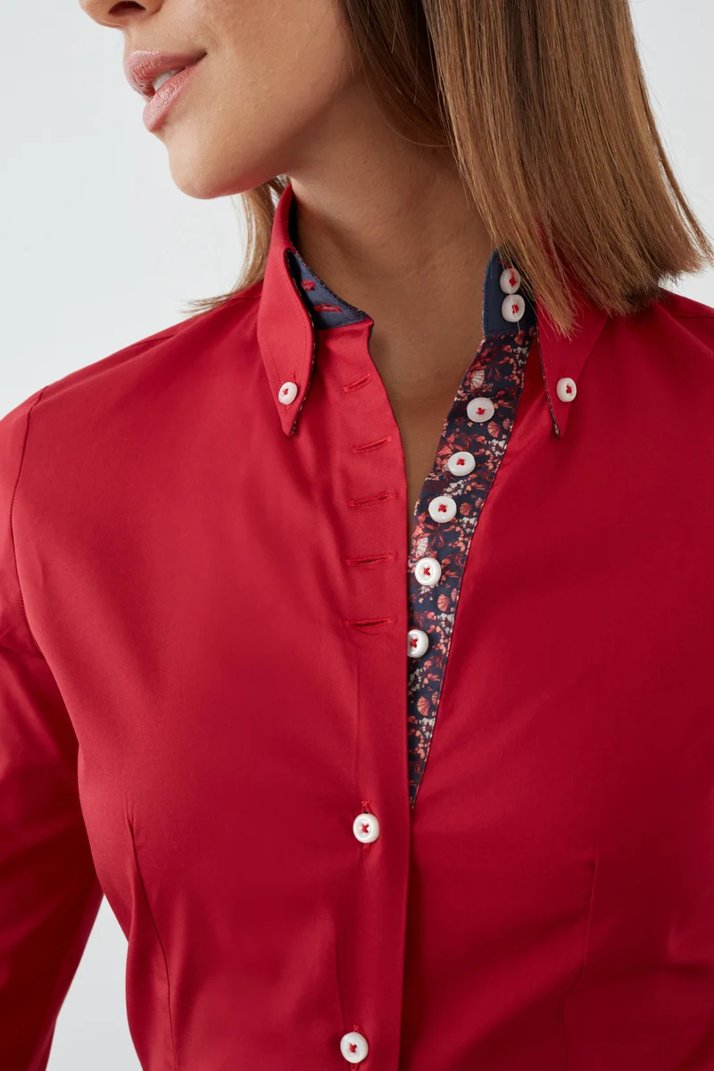 Silvia Iconic Poplin Stretch Women’s Shirt Red