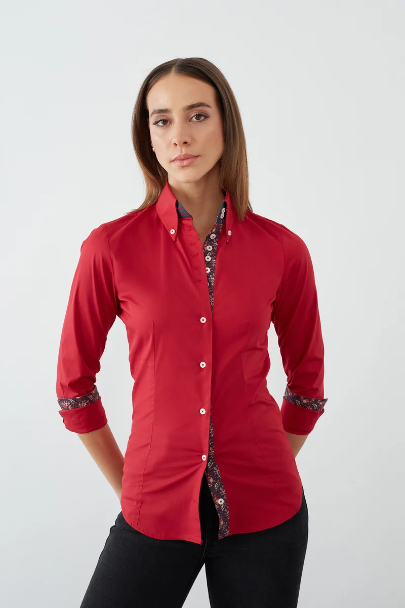 Silvia Iconic Poplin Stretch Women’s Shirt Red