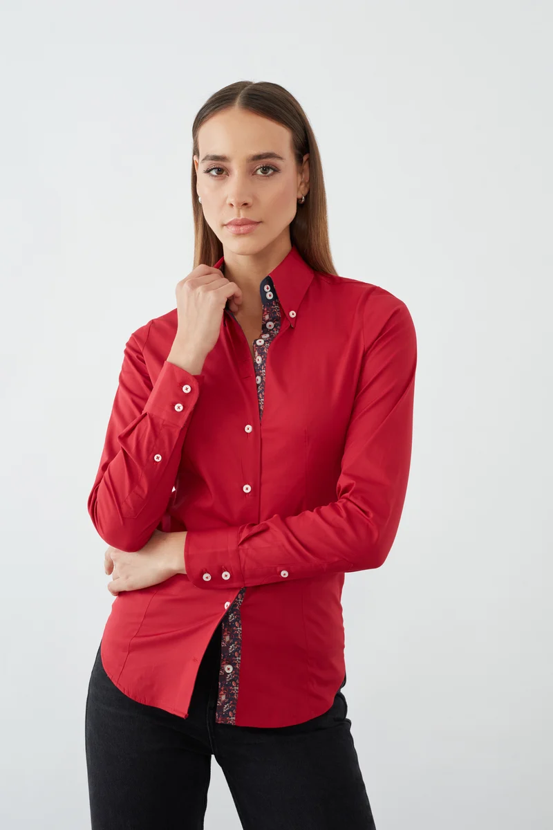 Silvia Iconic Poplin Stretch Women’s Shirt Red