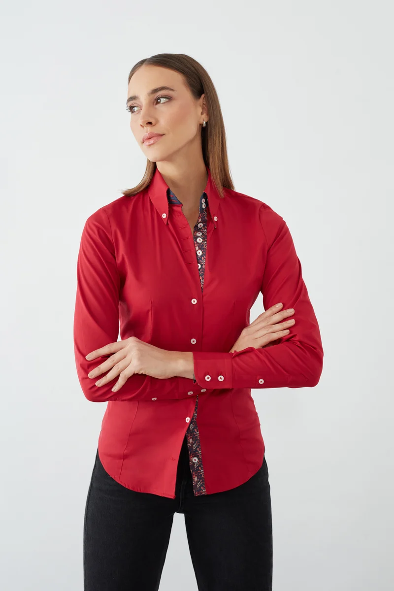 Silvia Iconic Poplin Stretch Women’s Shirt Red