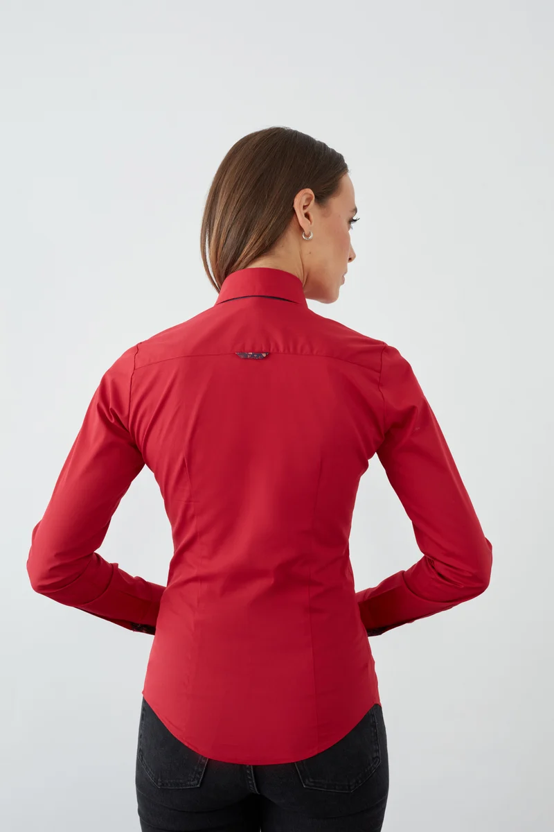 Silvia Iconic Poplin Stretch Women’s Shirt Red
