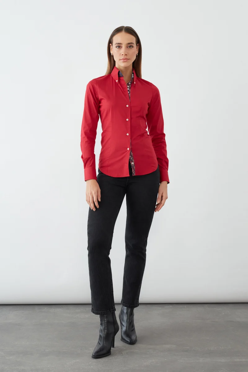 Silvia Iconic Poplin Stretch Women’s Shirt Red