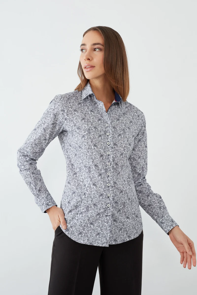 Beatrice Sport Poplin Women’s Shirt White Blue