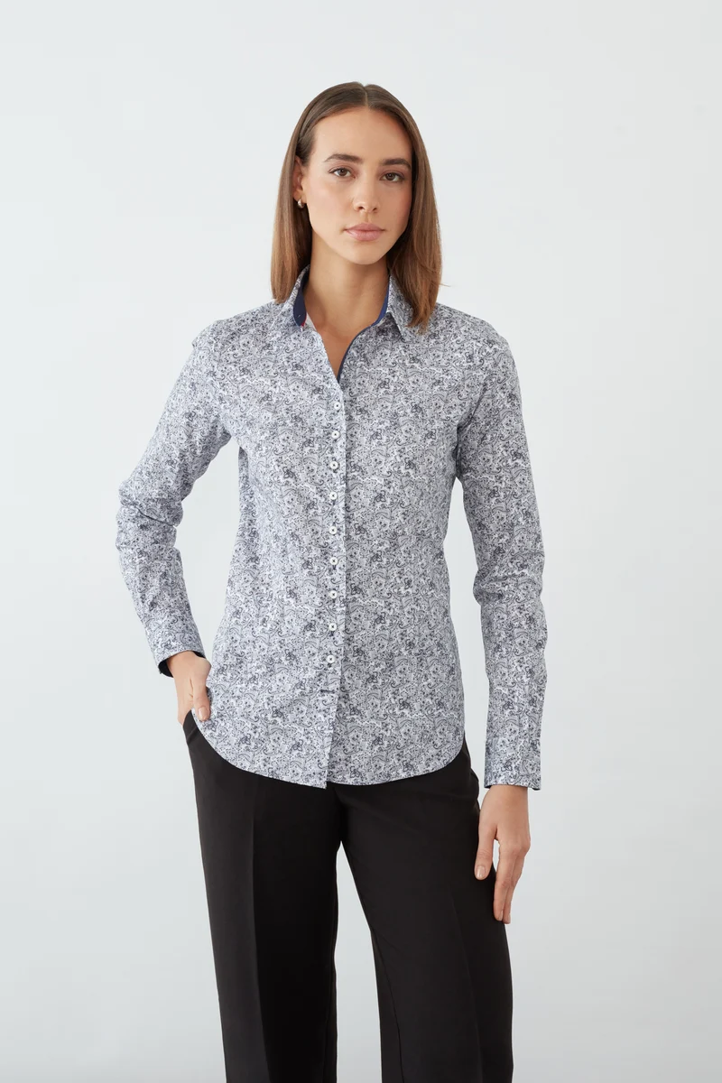 Beatrice Sport Poplin Women’s Shirt White Blue