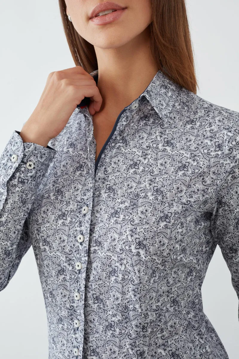 Beatrice Sport Poplin Women’s Shirt White Blue