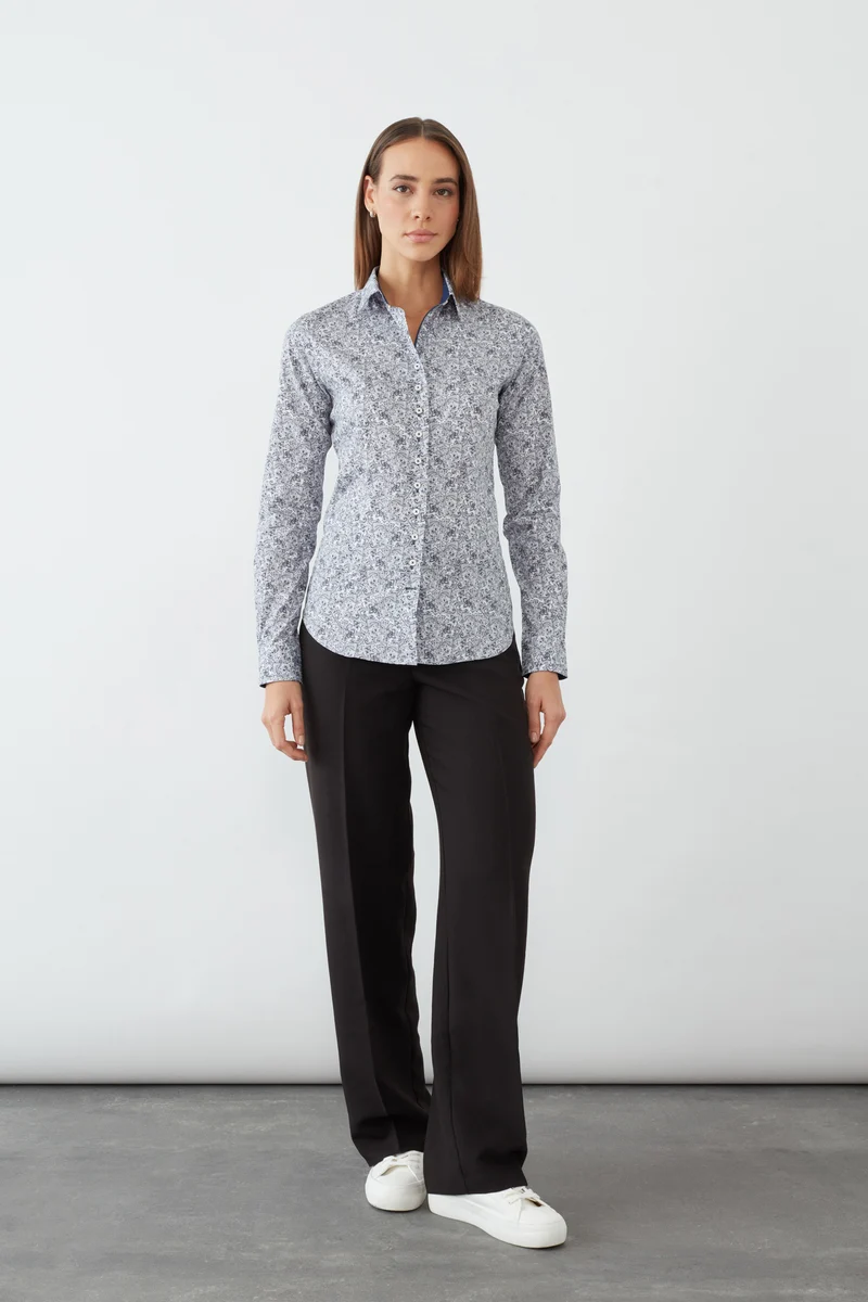 Beatrice Sport Poplin Women’s Shirt White Blue