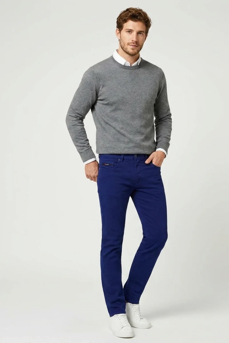 Cotton Stretch Man Pant Blue