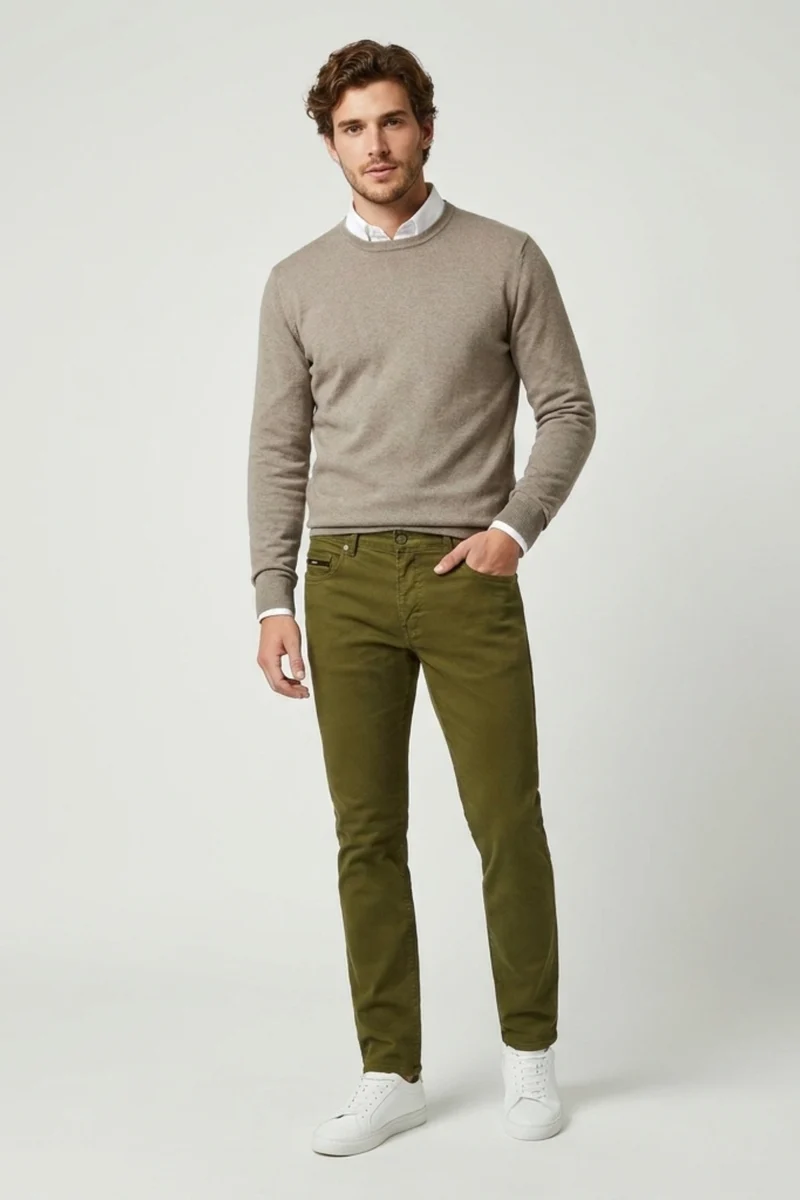 Cotton Stretch Man Pant Green