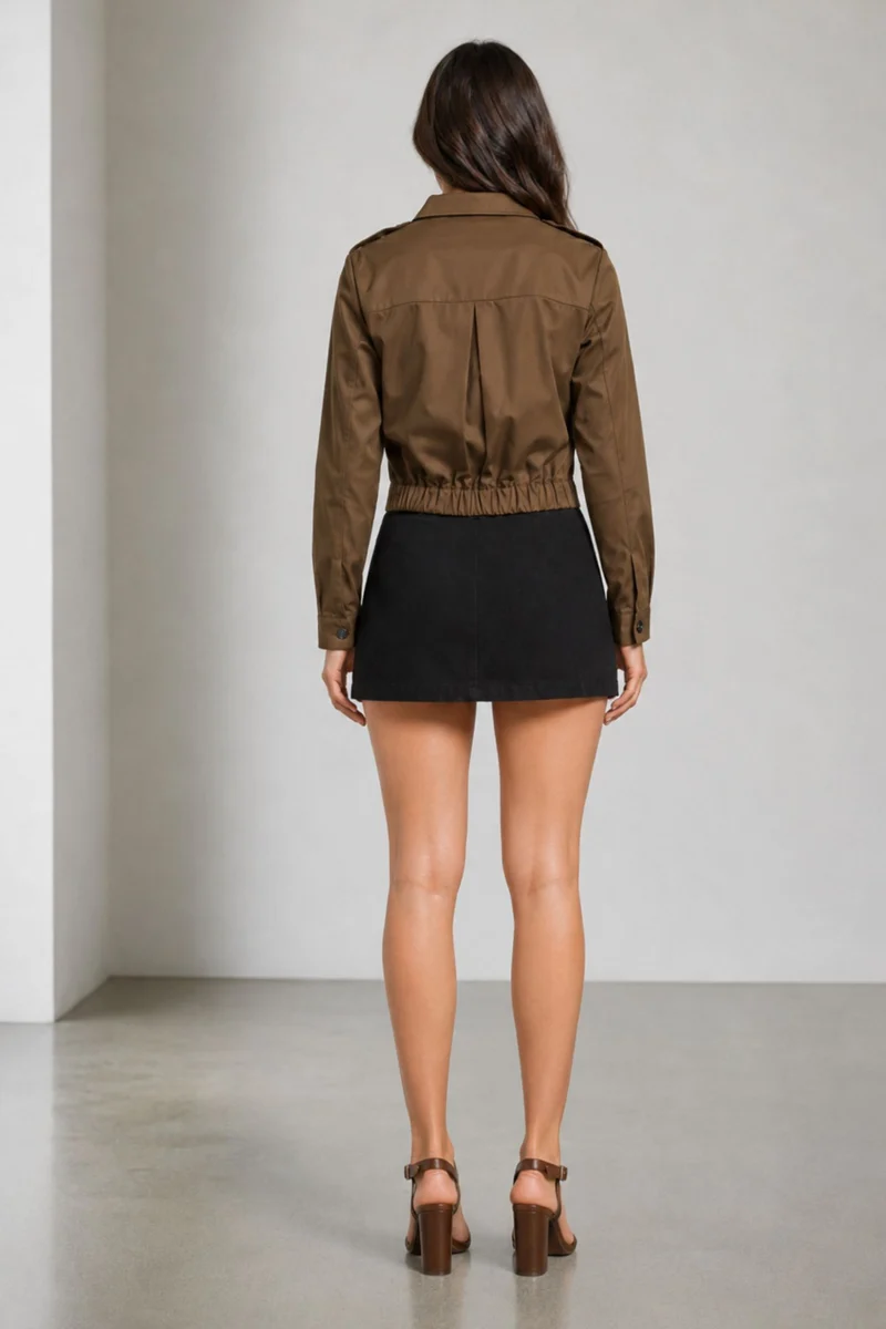 Krika|Khaki Utility Jacket With Cargo Pockets
