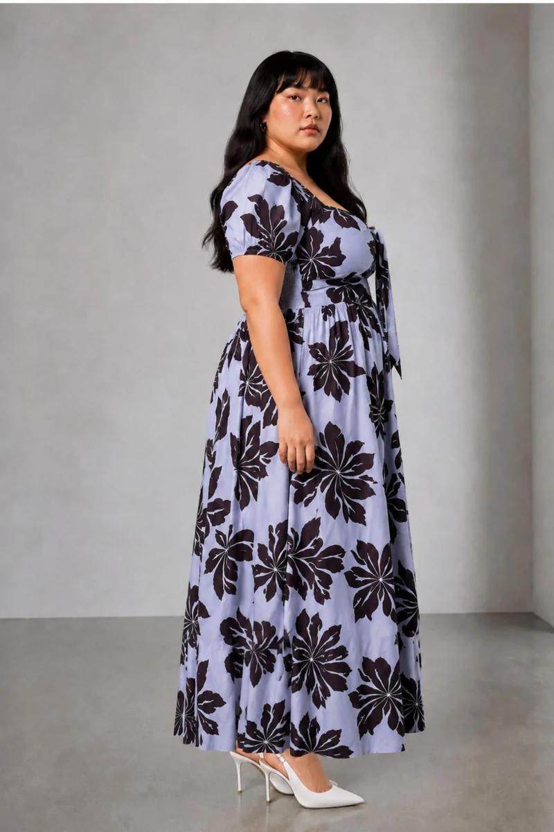 Aloraia|Viscose Maxi Dress With Front Tie Up