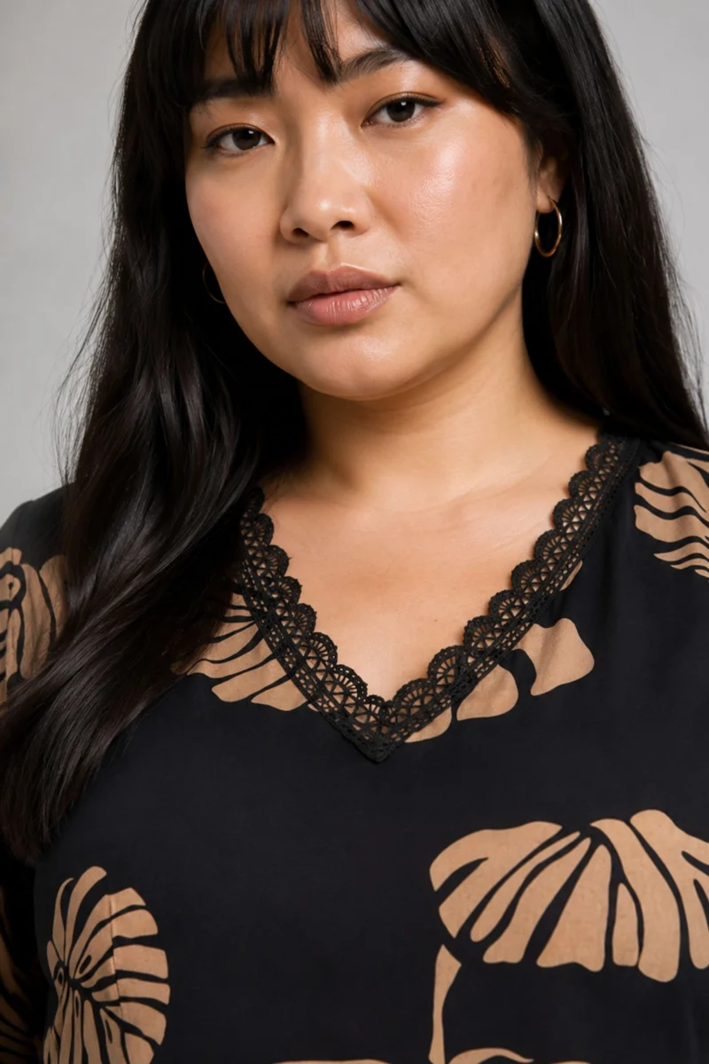 Sophiel|Viscose Peplum Lace Insert Top