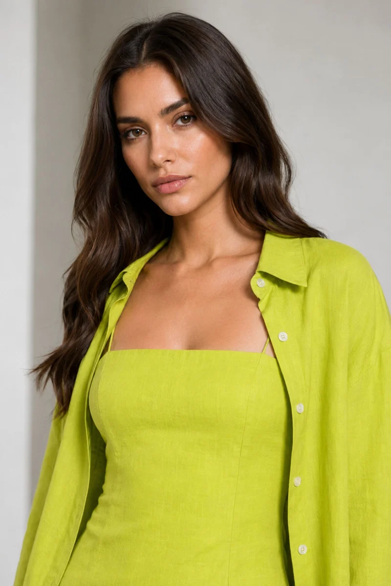 Ginap|Linen Oversized Shirt With Mini Dress