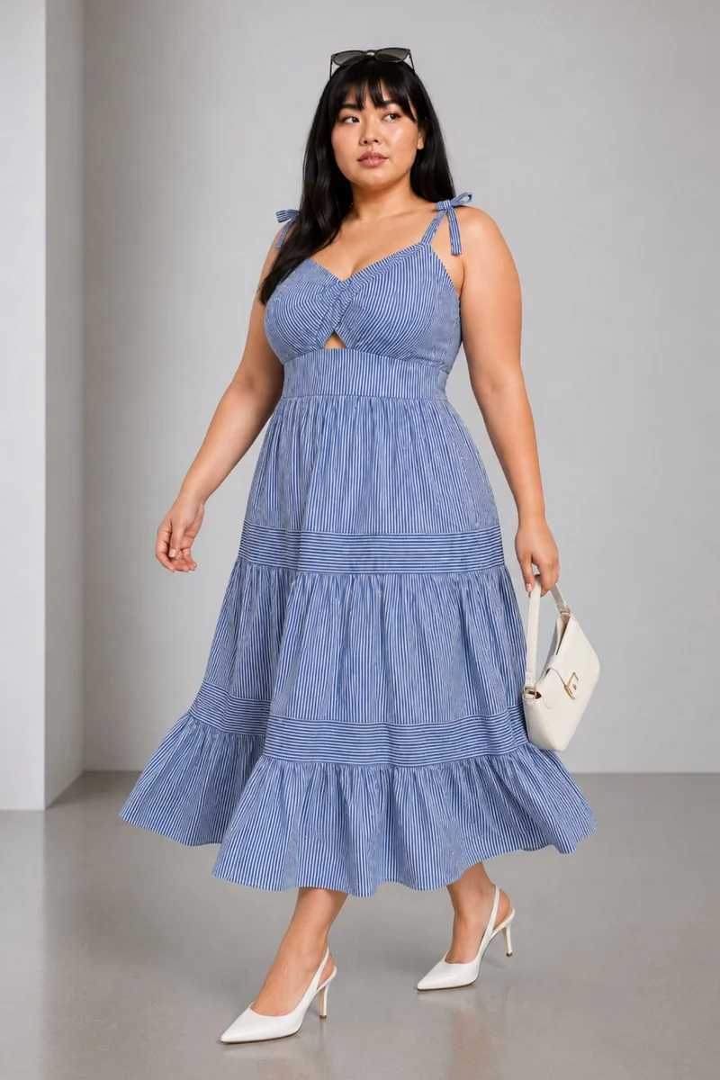 Emmi|Cotton Striped Fit And Flare Dress