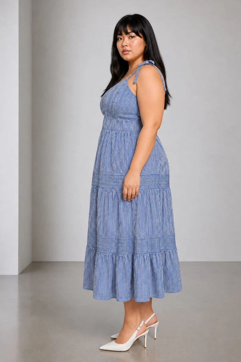Emmi|Cotton Striped Fit And Flare Dress