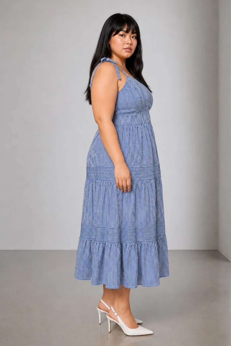 Emmi|Cotton Striped Fit And Flare Dress