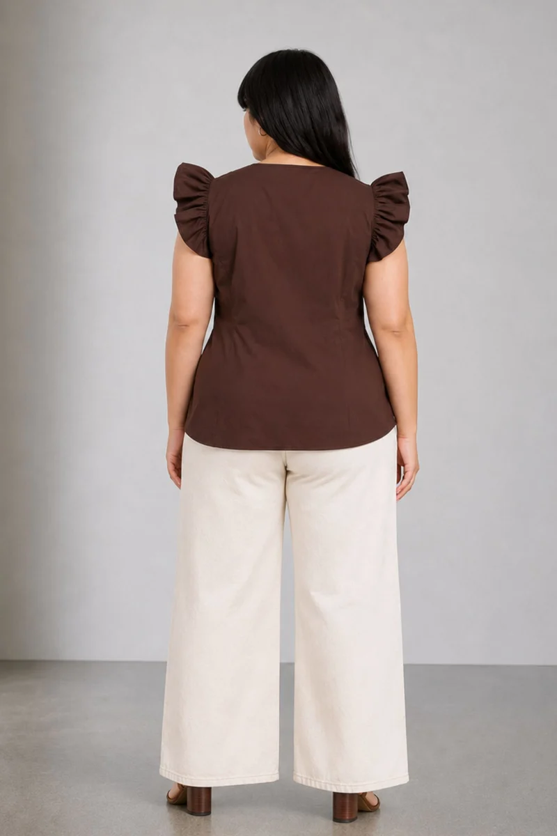 Pone|Cotton Pleated Peplum Top
