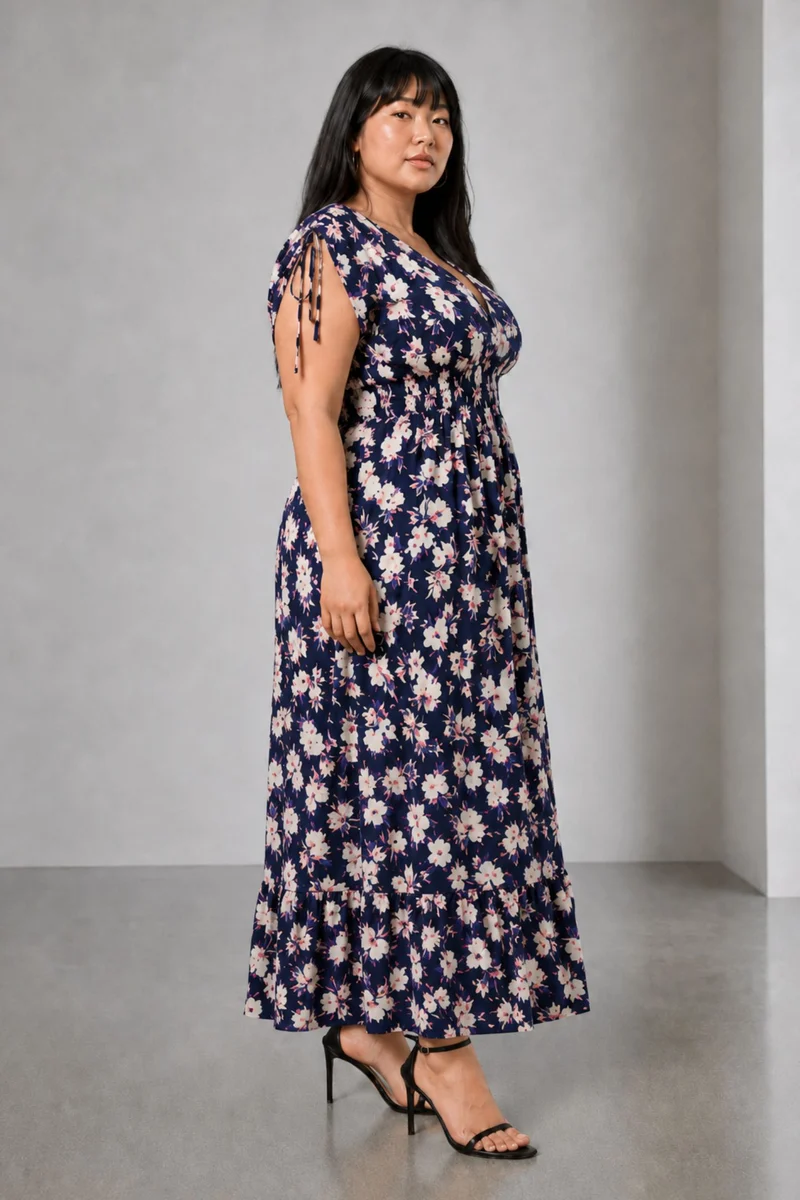 Vedala|Viscose Fit Flare Maxi Tier Dress