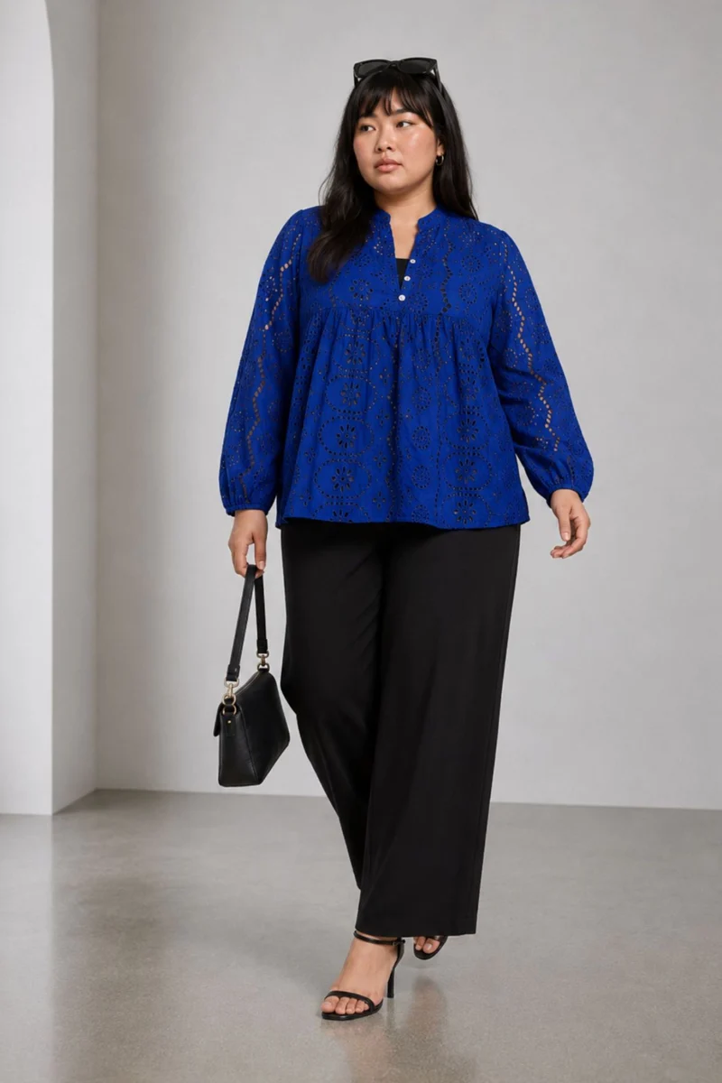 Ponila|Cotton Gather Front Relaxed Fit Top