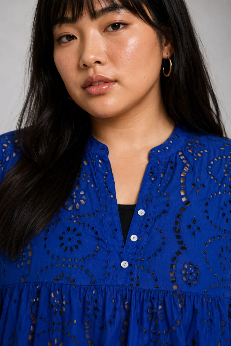 Ponila|Cotton Gather Front Relaxed Fit Top