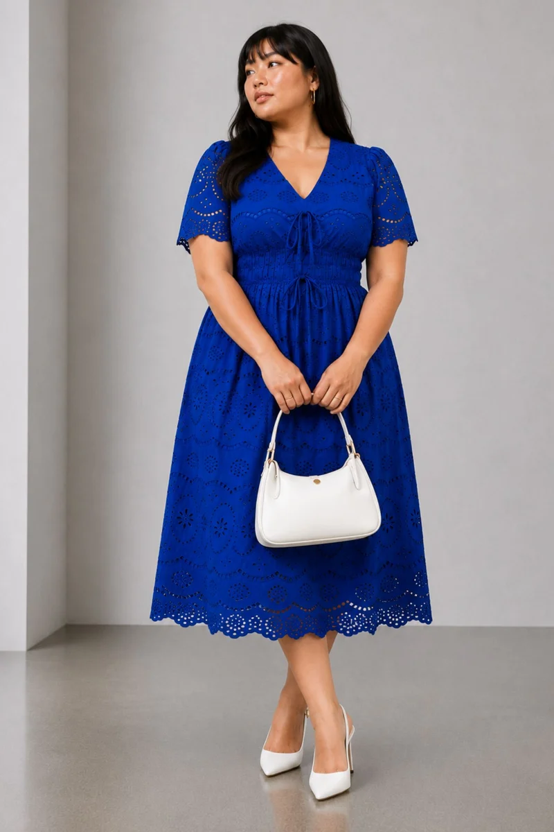 Aurorina|Cotton Schiffli Maxi Dress