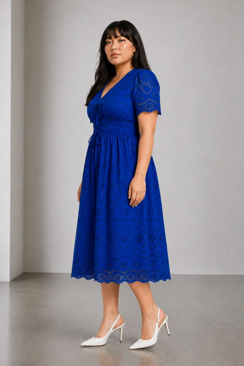 Aurorina|Cotton Schiffli Maxi Dress