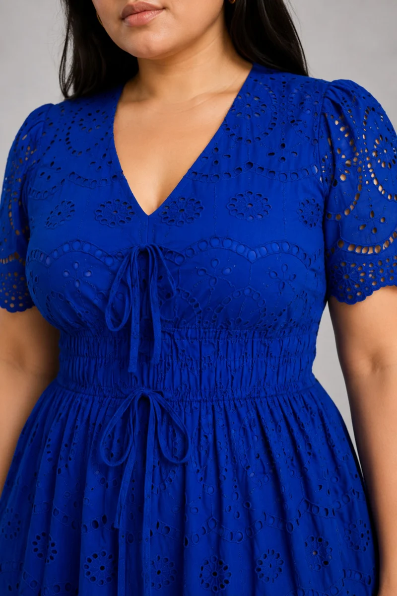 Aurorina|Cotton Schiffli Maxi Dress