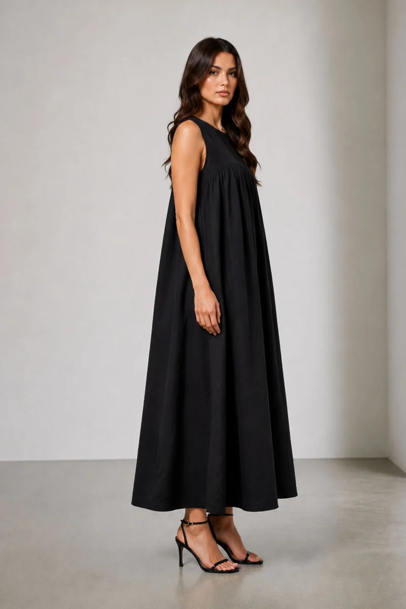 Junim|Cotton Flared Maxi Dress With Pockets