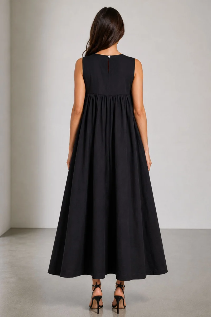 Junim|Cotton Flared Maxi Dress With Pockets