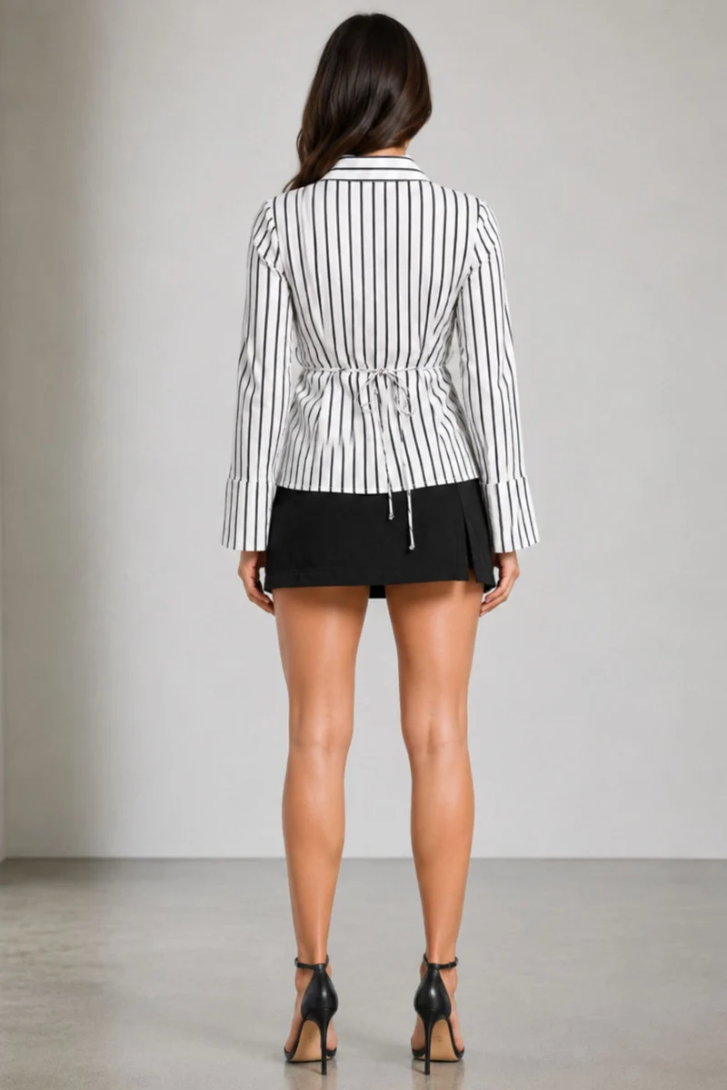 Junipeha|Striped Rayon Wrap Top