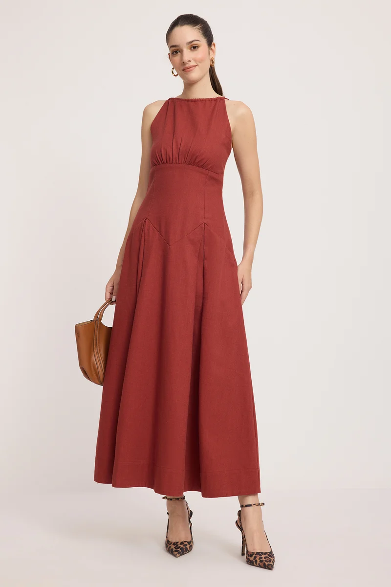 Linja|Cotton Back Tie-Up Maxi Dress