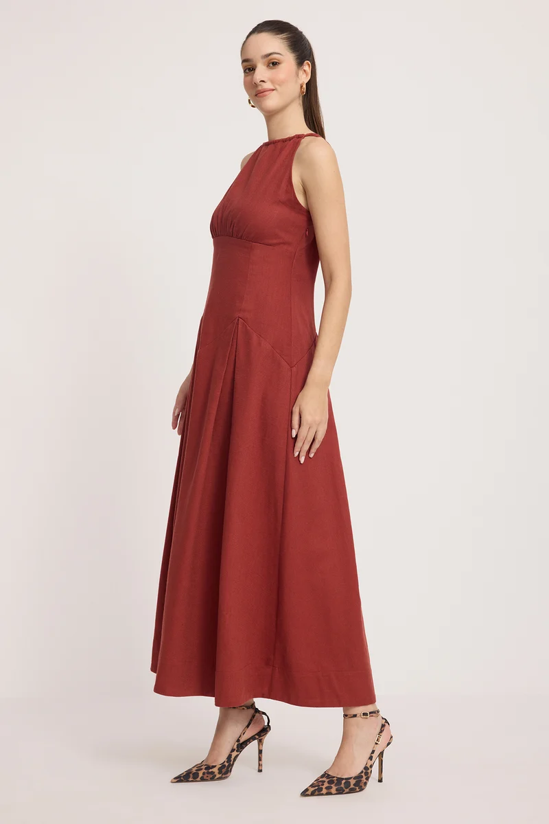 Linja|Cotton Back Tie-Up Maxi Dress