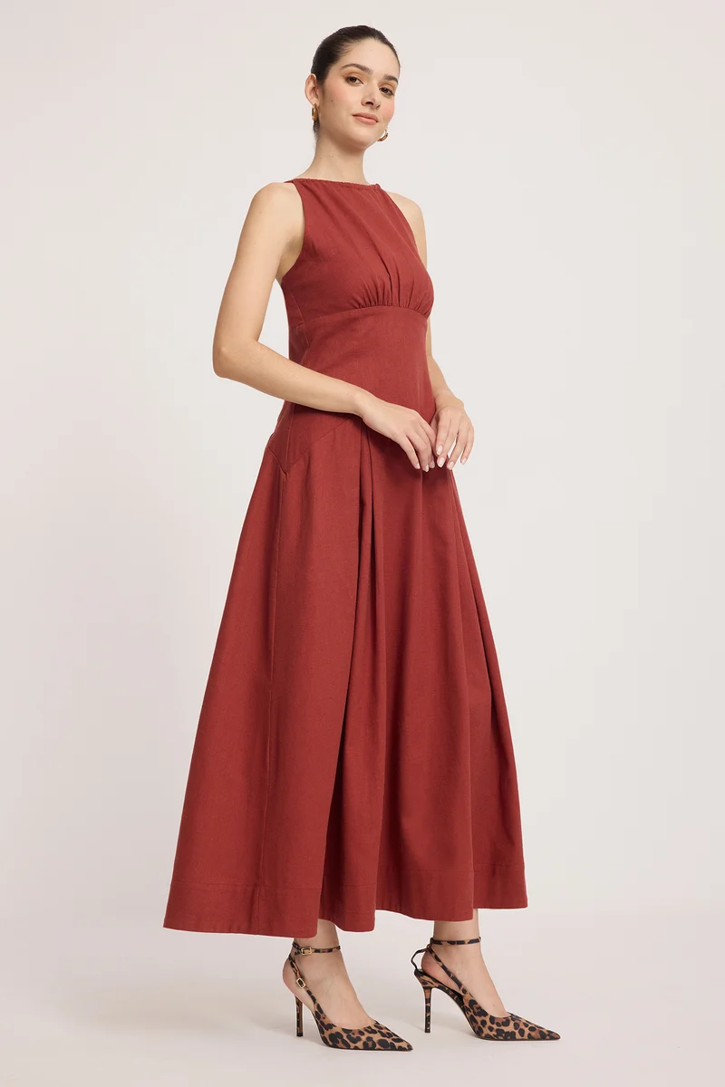 Linja|Cotton Back Tie-Up Maxi Dress