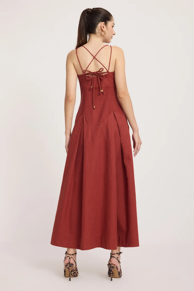 Linja|Cotton Back Tie-Up Maxi Dress