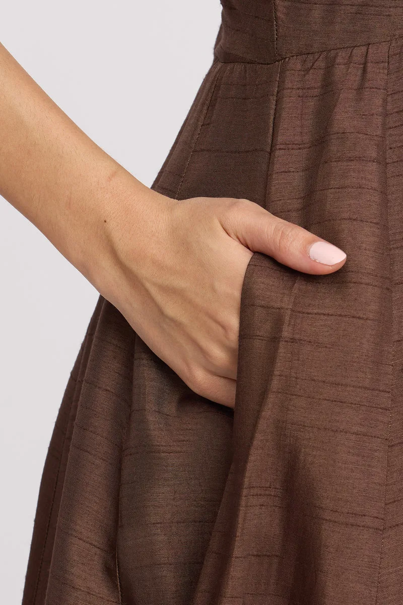 Izal|100% Viscose Sweetheart Neck Maxi Dress
