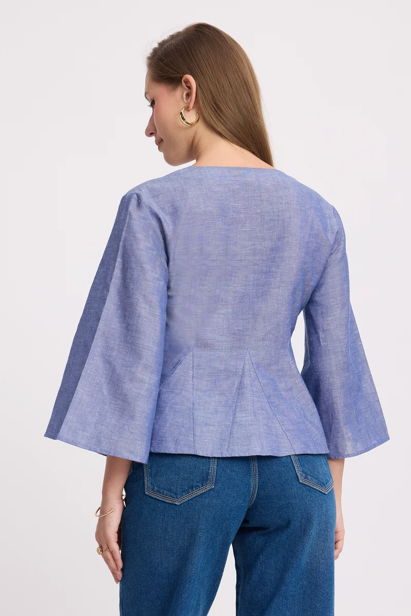 Kennie|100% Cotton Relaxed Peplum Blouse