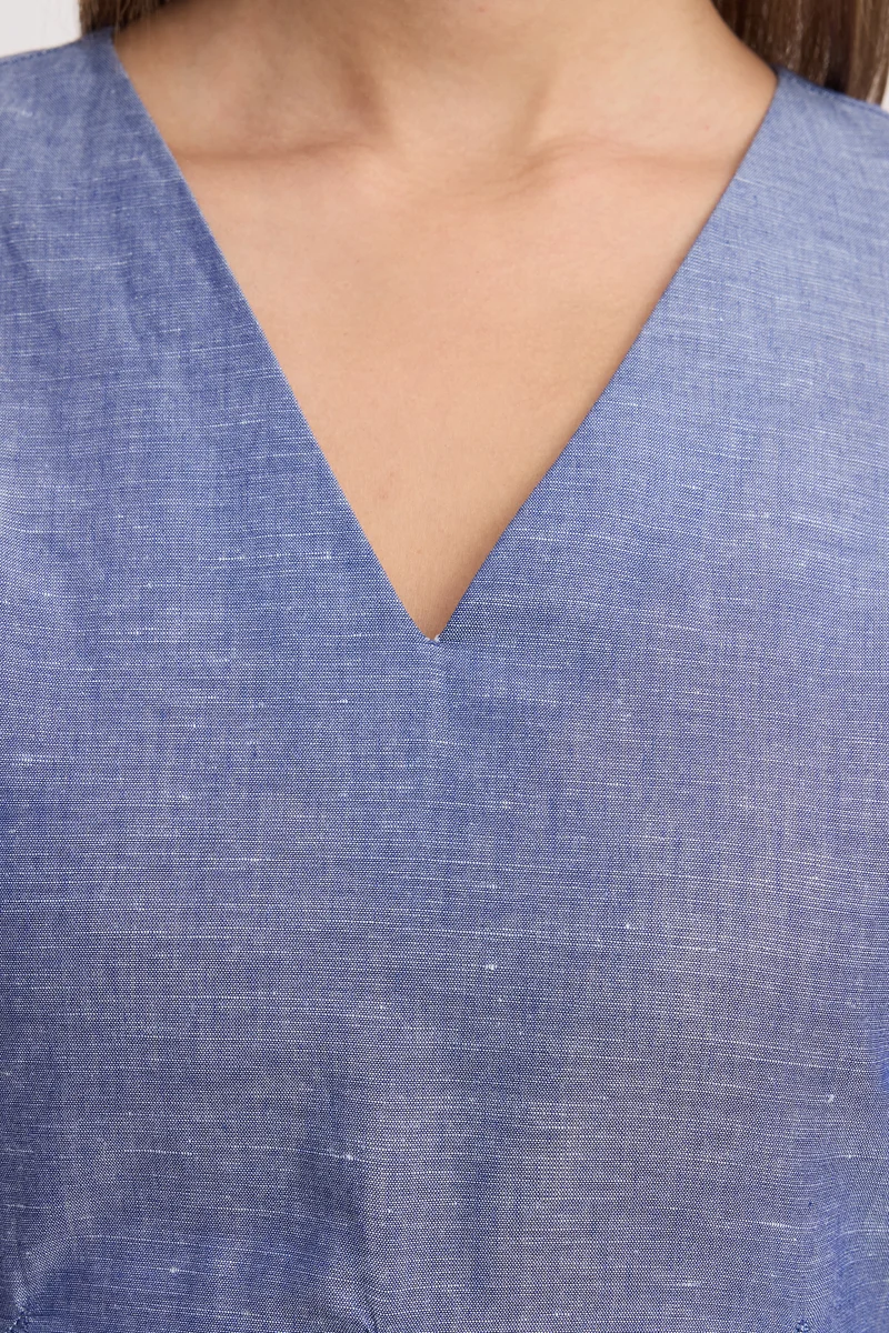 Kennie|100% Cotton Relaxed Peplum Blouse