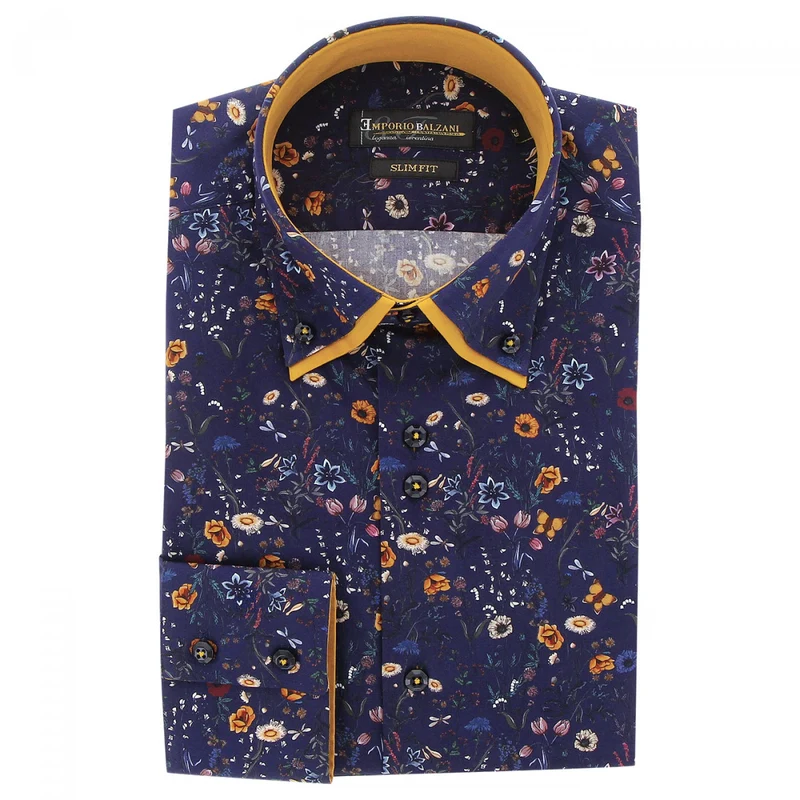 Chemise homme double col à coudières coupe cintrée EROS Emporio balzani