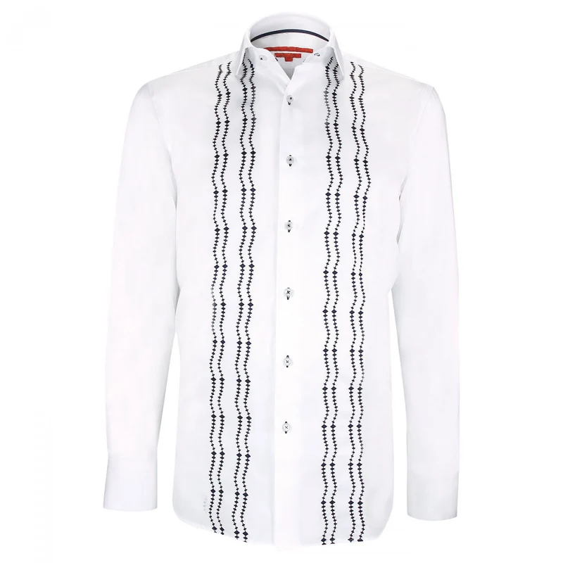 Chemise homme brodée satin de coton coupe cintrée BROIDERY Andrew Mac Allister